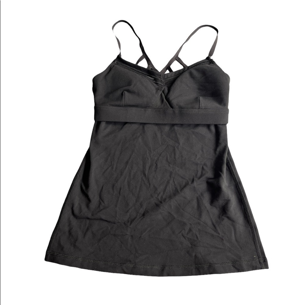 Lululemon Athletica Black Strappy Tank Top Size 4 Built In Bra Removable Padding
